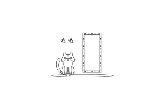 Cat Icon Cute Mirror Coloring Page Review