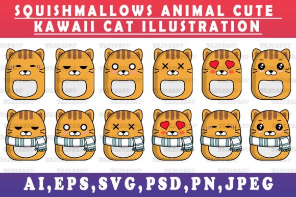 Cute Kawaii Cat Squishmallows Style Art Review