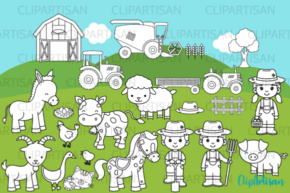 Farm Animals Clipart for Embroidery Projects