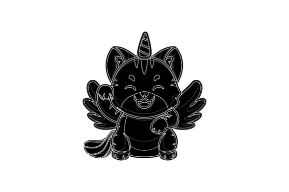 Unicorn Cute Cat Black Illustration Review